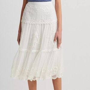 Ralph Lauren white lace embroidered skirt with zipper